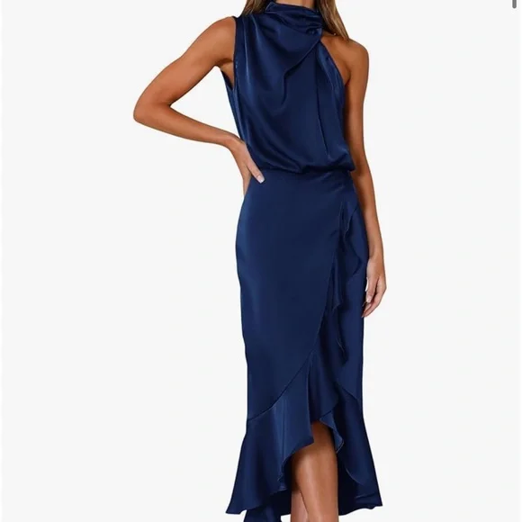 Midi satin cocktail dress - Picture 1 of 4